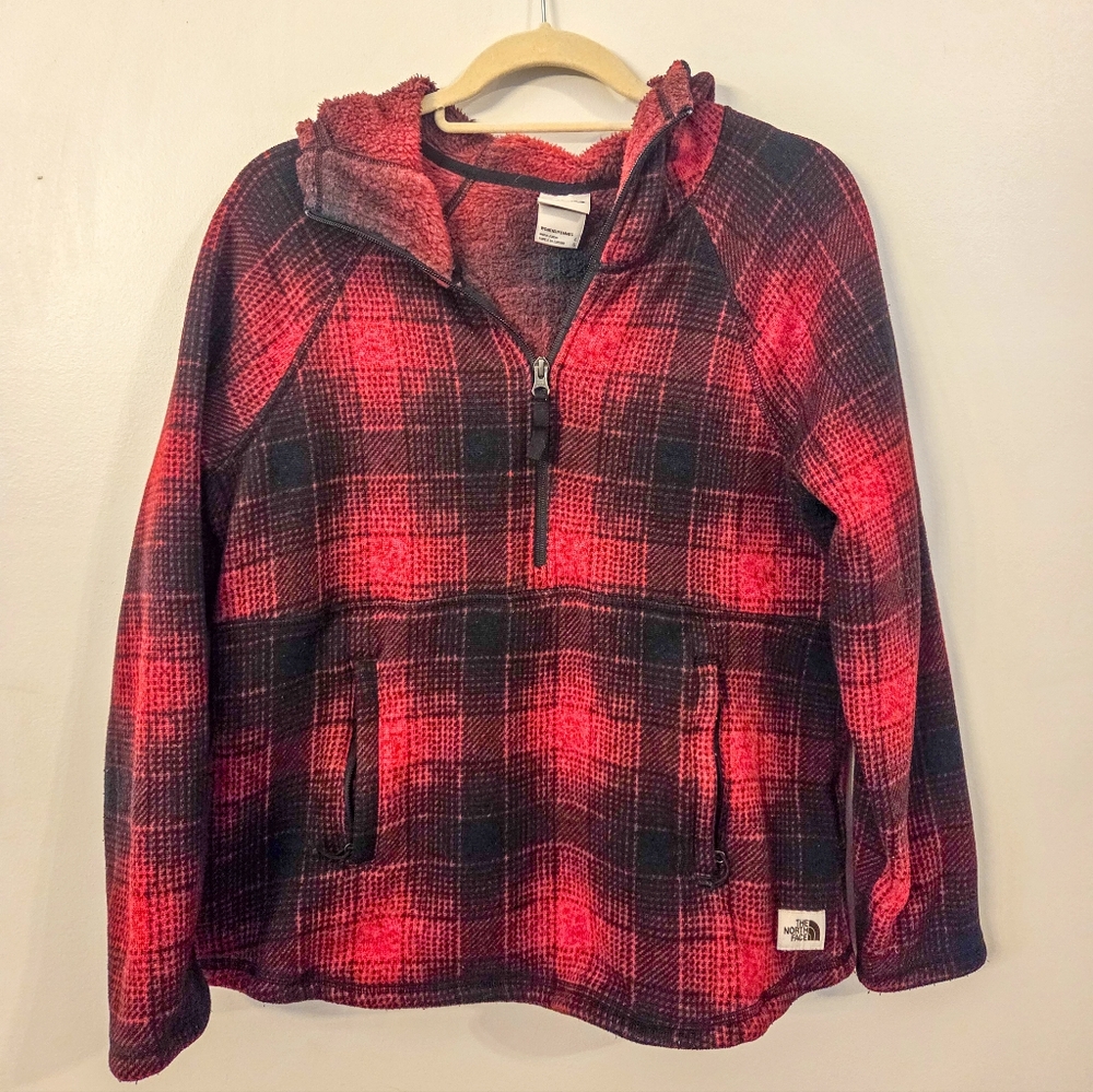 The North Face Red and Black Plaid Pullover